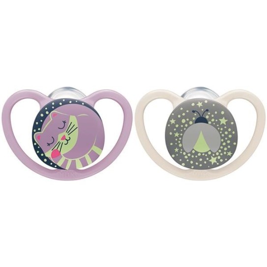 Šidítko NUK Happy Nights 6-18m 2ks BOX holka,...